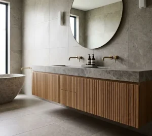 baño tendencias piedar madera
